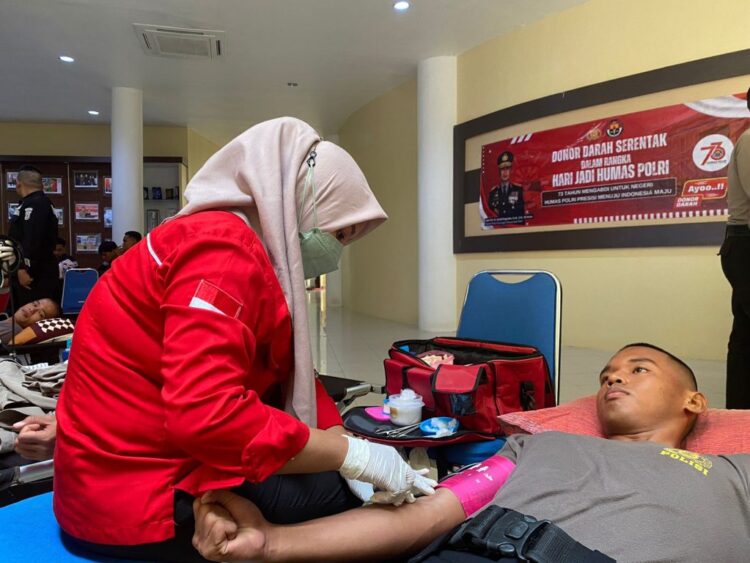 Rayakan Hari Jadi Humas Polri ke-73: Bidhumas Polda Kalimantan Utara Menggelar Donor Darah Serentak