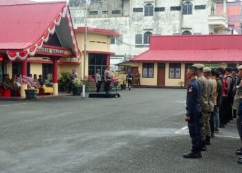 Kapolres Tarakan Pimpin Apel Penggelaran Pasukan Pengamanan Pemungutan dan Penghitungan Suara Pilkada Serentak 2024.