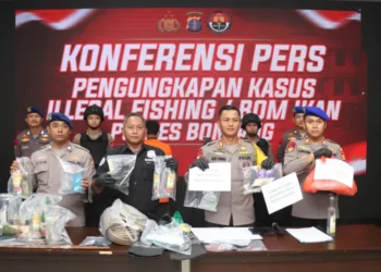 Gelar Konferensi Pers, Polres Bontang Rilis Pengungkapan Kasus Penangkapan Ikan Illegal dengan Bom Ikan di Perairan Bontang