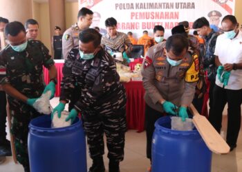 Polda Kaltara Laksanakan Pemusnahan Barang Bukti Narkotika Seberat 16,8 Kg Sabu