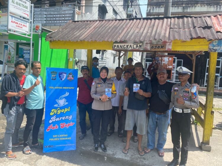Wujud Kecintaan Polri kepada Masyarakat, Satlantas Polres Tarakan Ngopi Bareng Pak Sopir dan Tukang Ojek