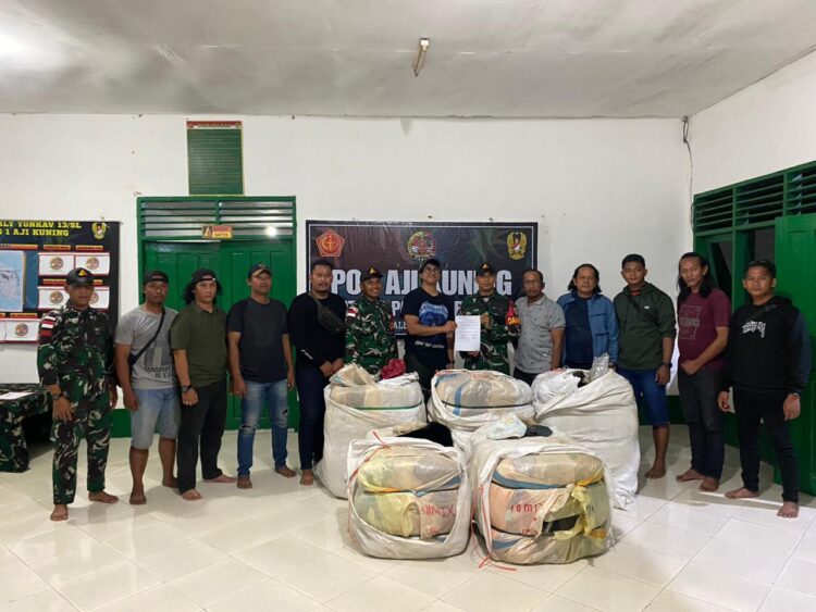 Satgas Pamtas RI–MLY Yonkav 13/SL Gagalkan Penyelundupan Ball Press di Wilayah Sebatik Tengah