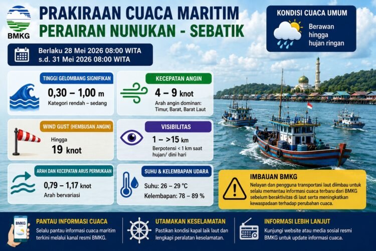 BMKG Imbau Nelayan Nunukan-Sebatik Waspadai Angin Kencang dan Penurunan Jarak Pandang