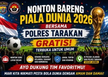 Polres Tarakan Gelar Nobar Piala Dunia 2026, Pererat Kebersamaan dengan Warga