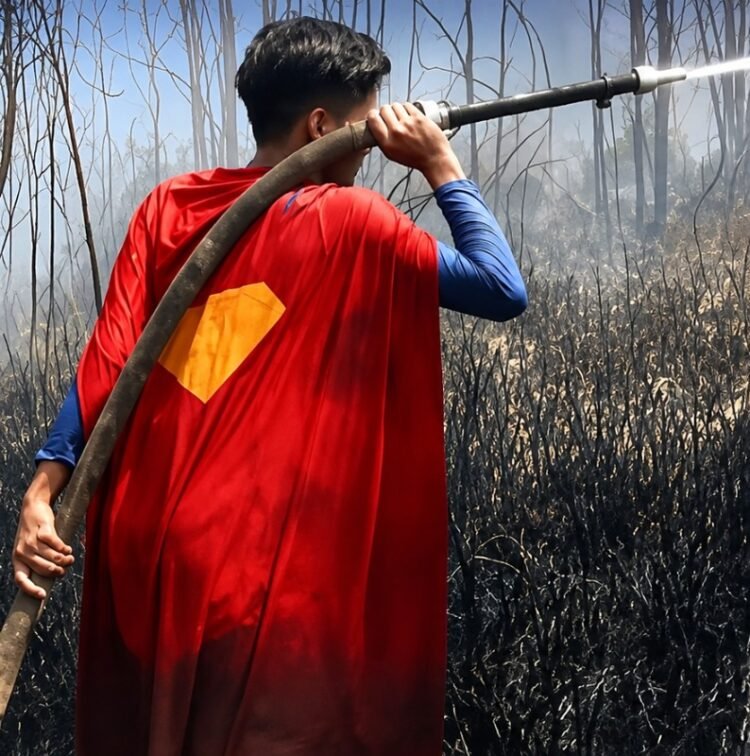 Berseragam Superman, Remaja 17 Tahun Berjibaku Padamkan Karhutla